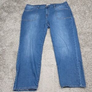 LOGO Lori Goldstein Boyfriend Basic Jeans Blue Medium Wash 22W Plus Size Stretch